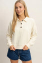 Button Front Sweatshirt Classic Collar Neckline