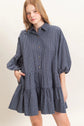 Plaid Button-Down Tiered Dress