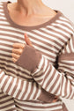 Striped Long Sleeve Open Back Top
