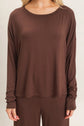 Loose Fitting Boat Neck Draped Long Sleeve Top