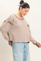 Striped Long Sleeve Open Back Top