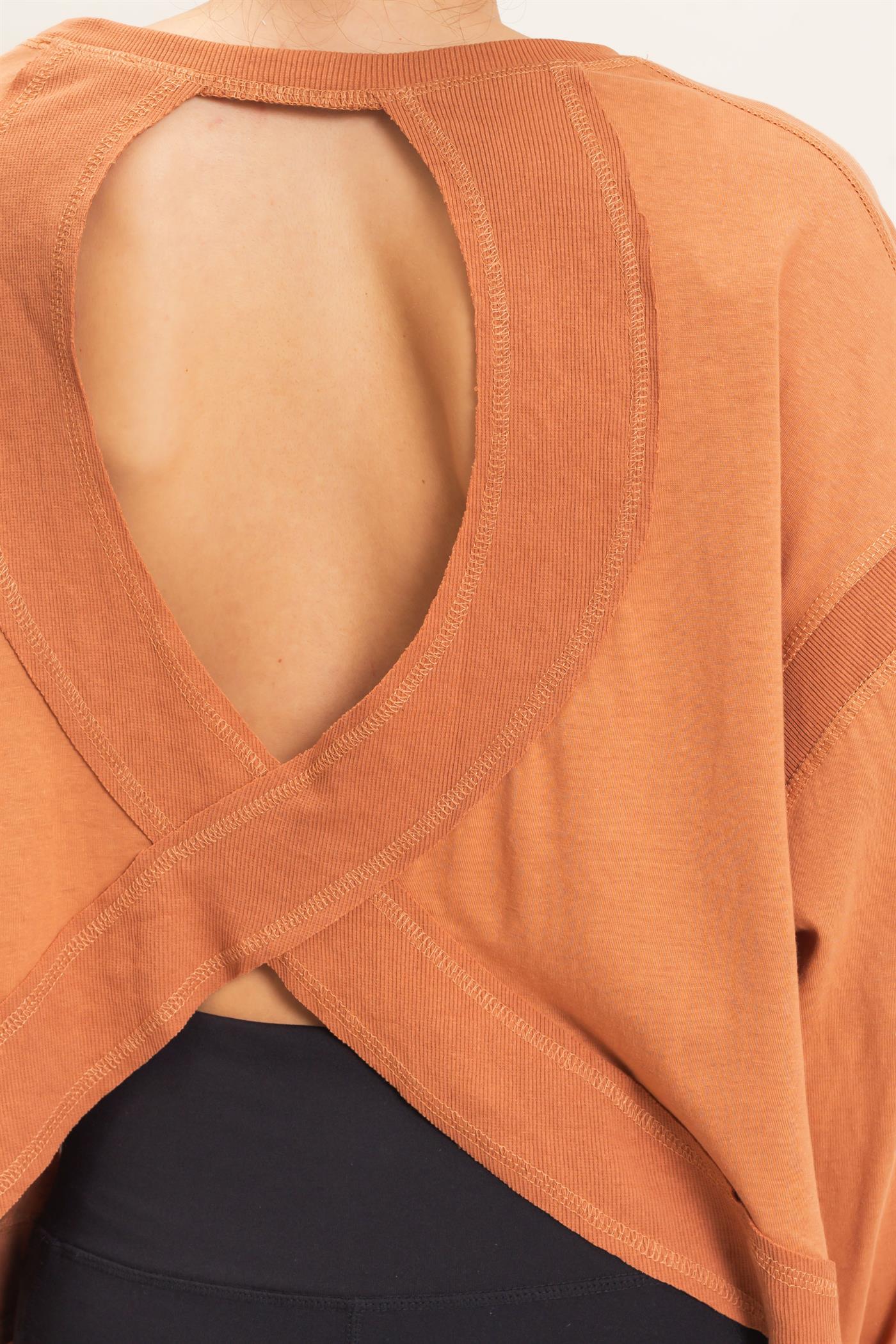 Long Sleeve Open Back Top