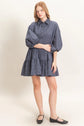 Plaid Button-Down Tiered Dress