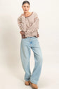 Striped Long Sleeve Open Back Top