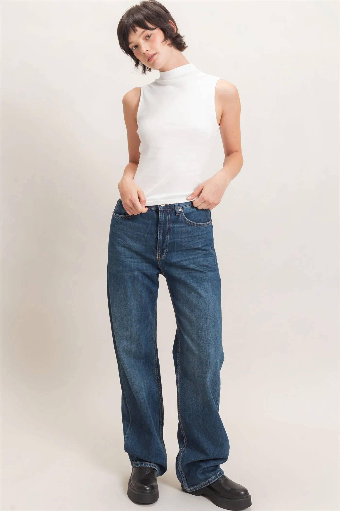 Sleeveless Mock Neck Top