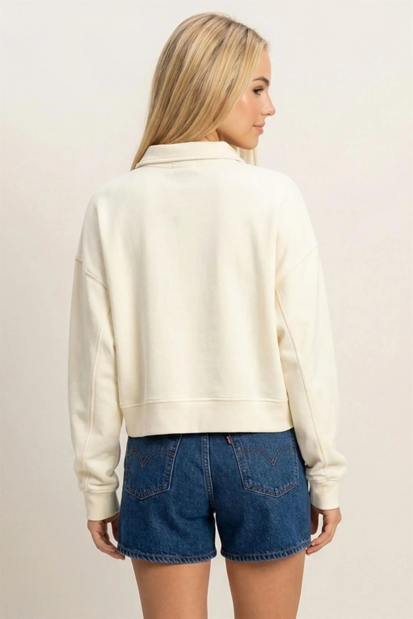 Button Front Sweatshirt Classic Collar Neckline