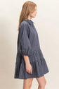 Plaid Button-Down Tiered Dress