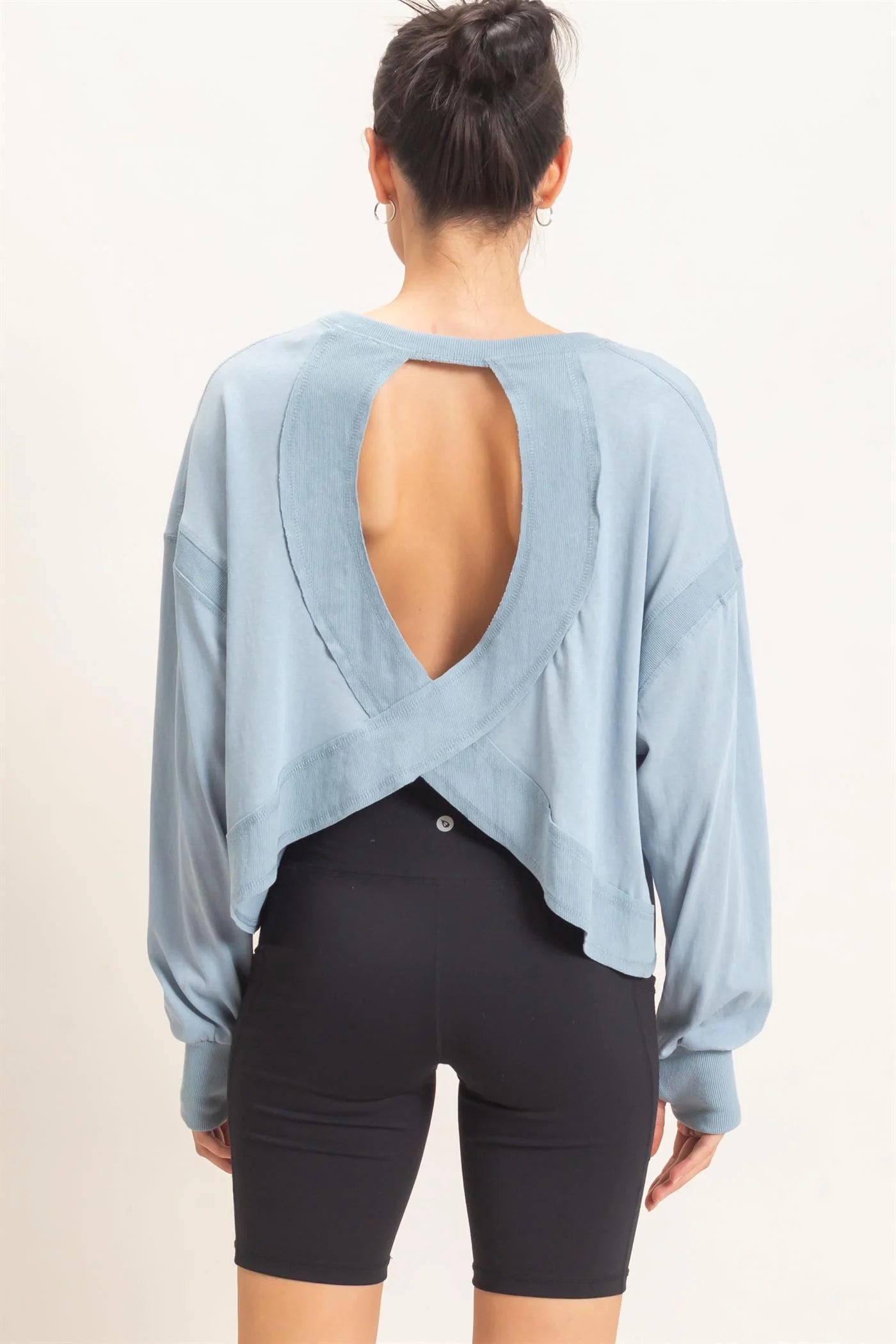 Long Sleeve Open Back Top
