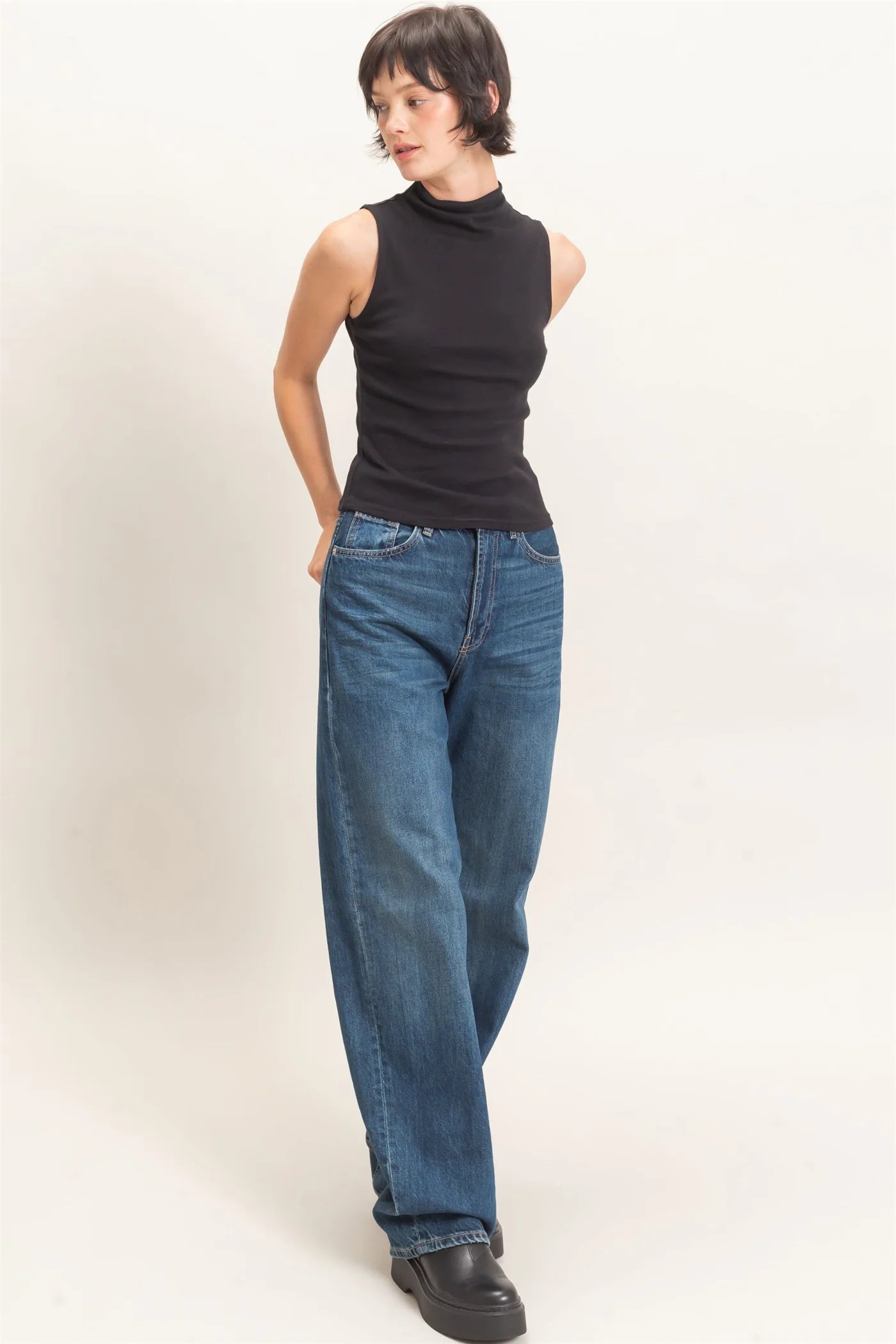 Sleeveless Mock Neck Top