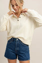 Button Front Sweatshirt Classic Collar Neckline