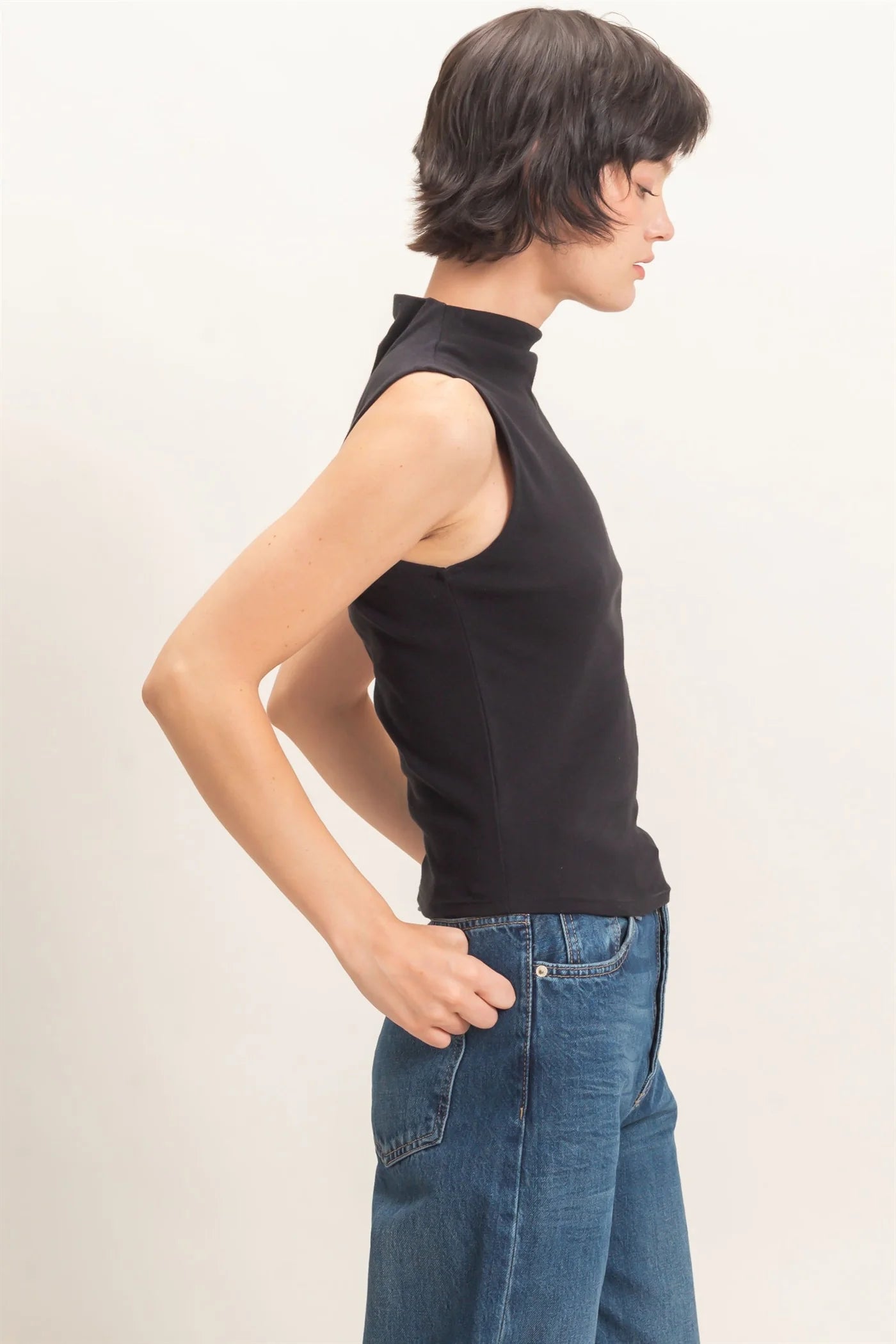Sleeveless Mock Neck Top