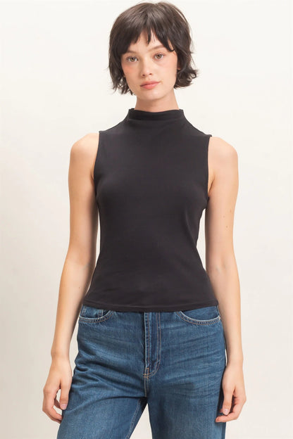 Sleeveless Mock Neck Top