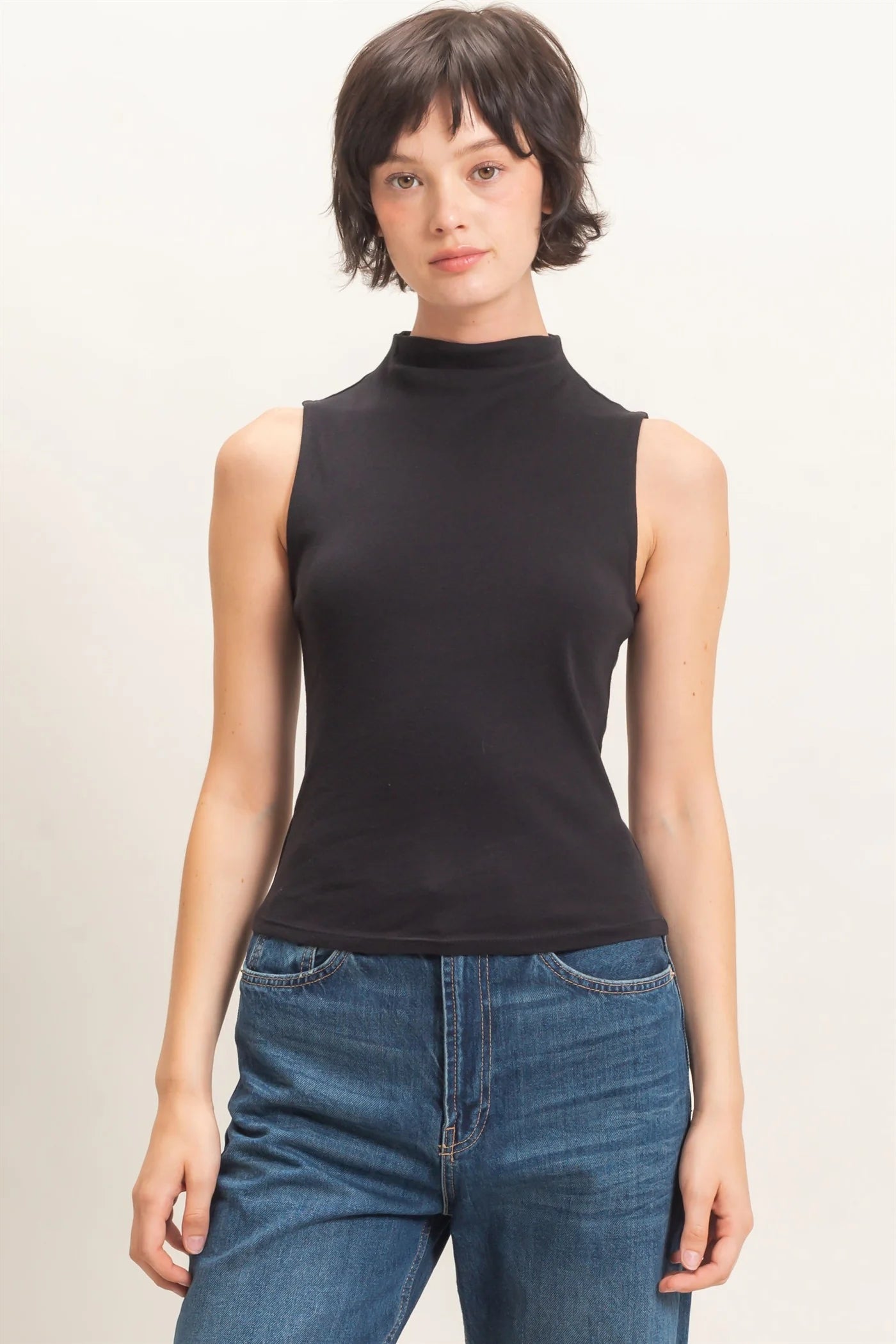 Sleeveless Mock Neck Top