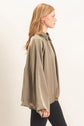 Dark Olive Satin Balloon Jacket