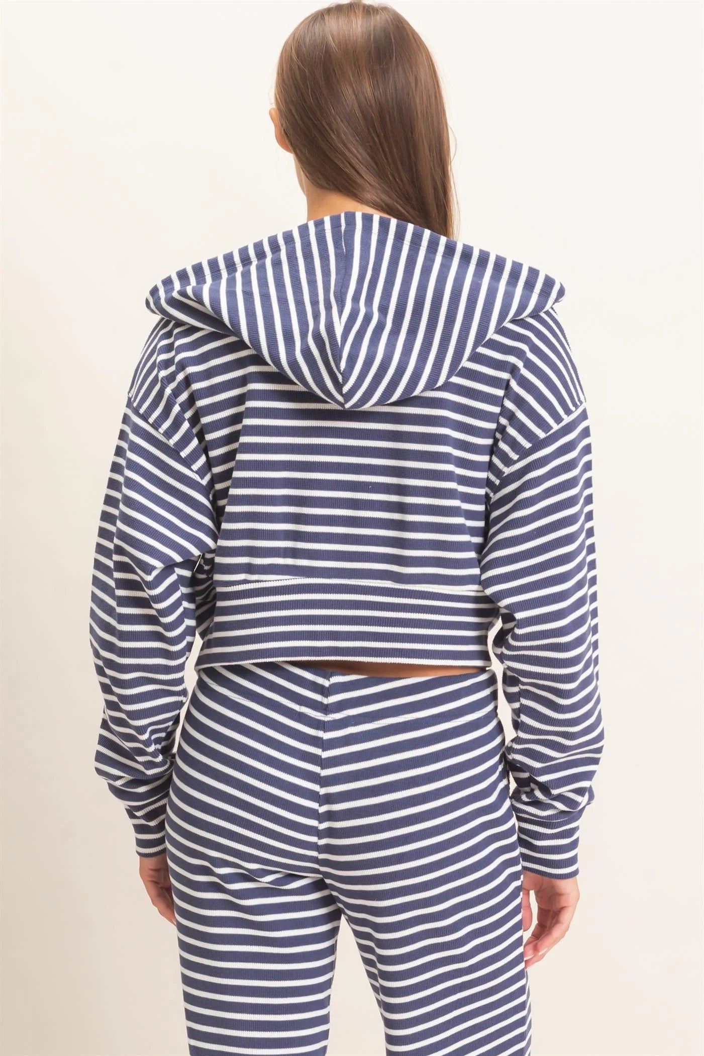 Waffle Textured Zip-Up Hoodie