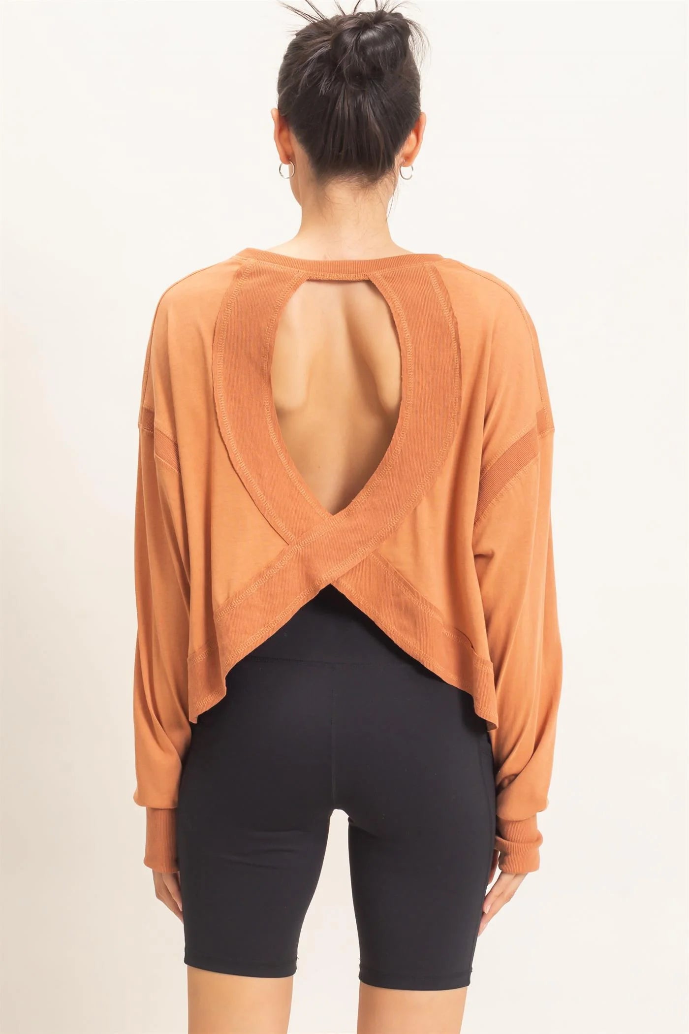 Long Sleeve Open Back Top