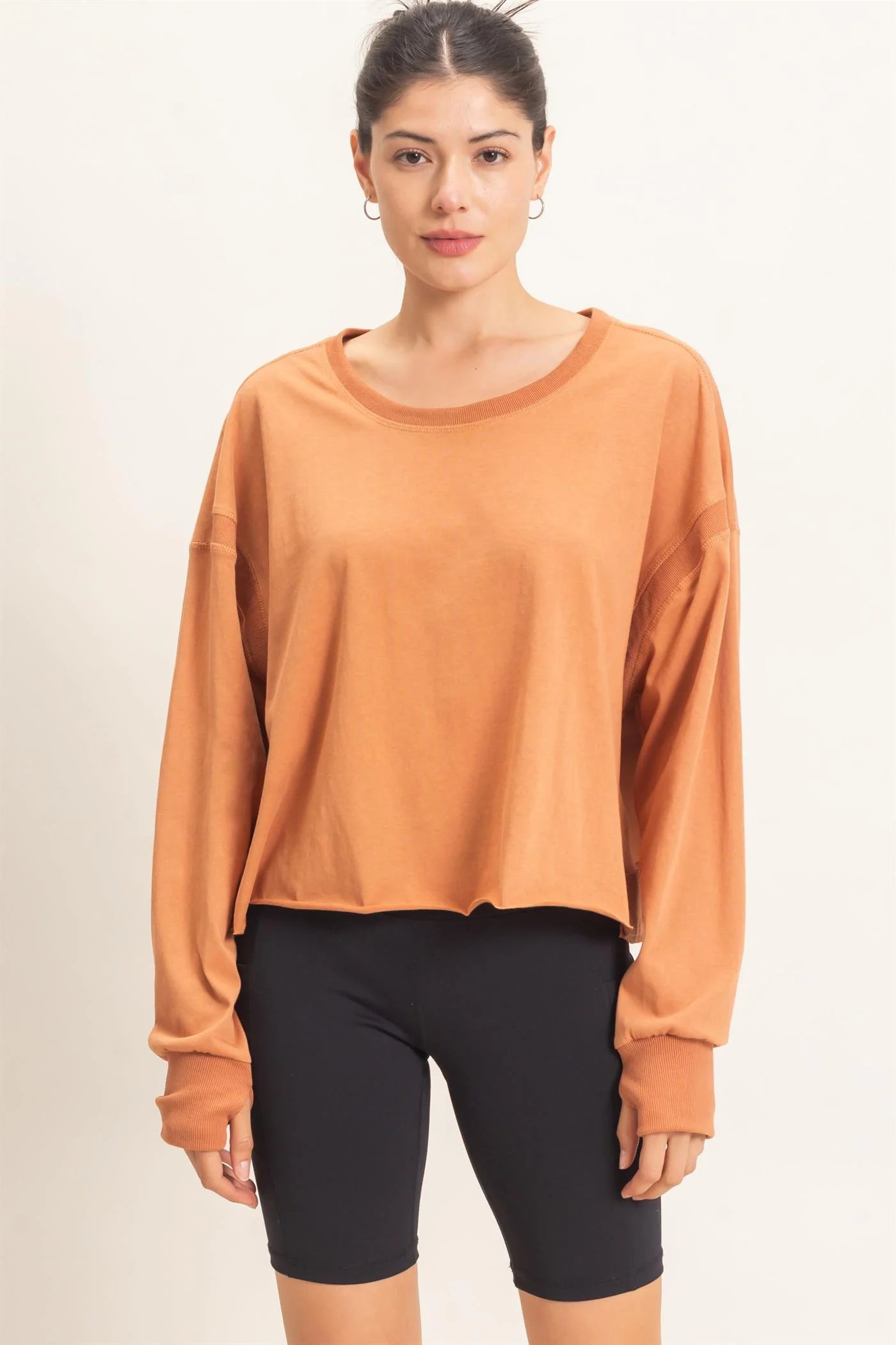 Long Sleeve Open Back Top