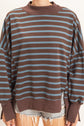 Striped Mock Neck Long Sleeve Sweatshirt