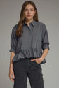 Gingham Top Featuring Peplum Hem