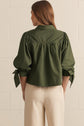 Solid 3/4 Sleeve Top with Scallop Accent