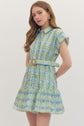 Green & Blue Floral Mini Dress