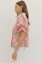 Pink Floral Puff Sleeve Top